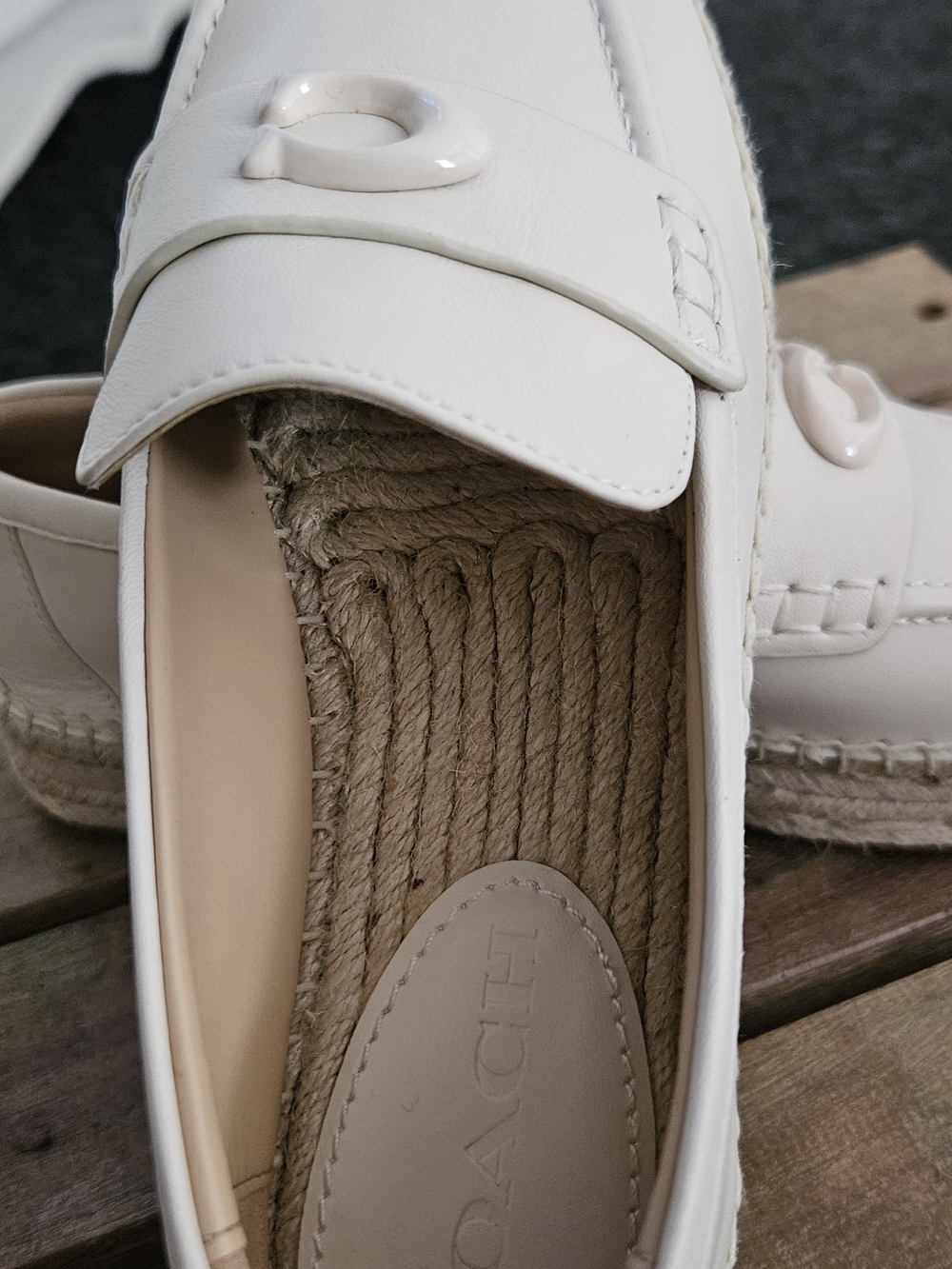 Coach Cream Espadrille Loafers with Signature C. Size: 6.5 - Picture 10 of 16